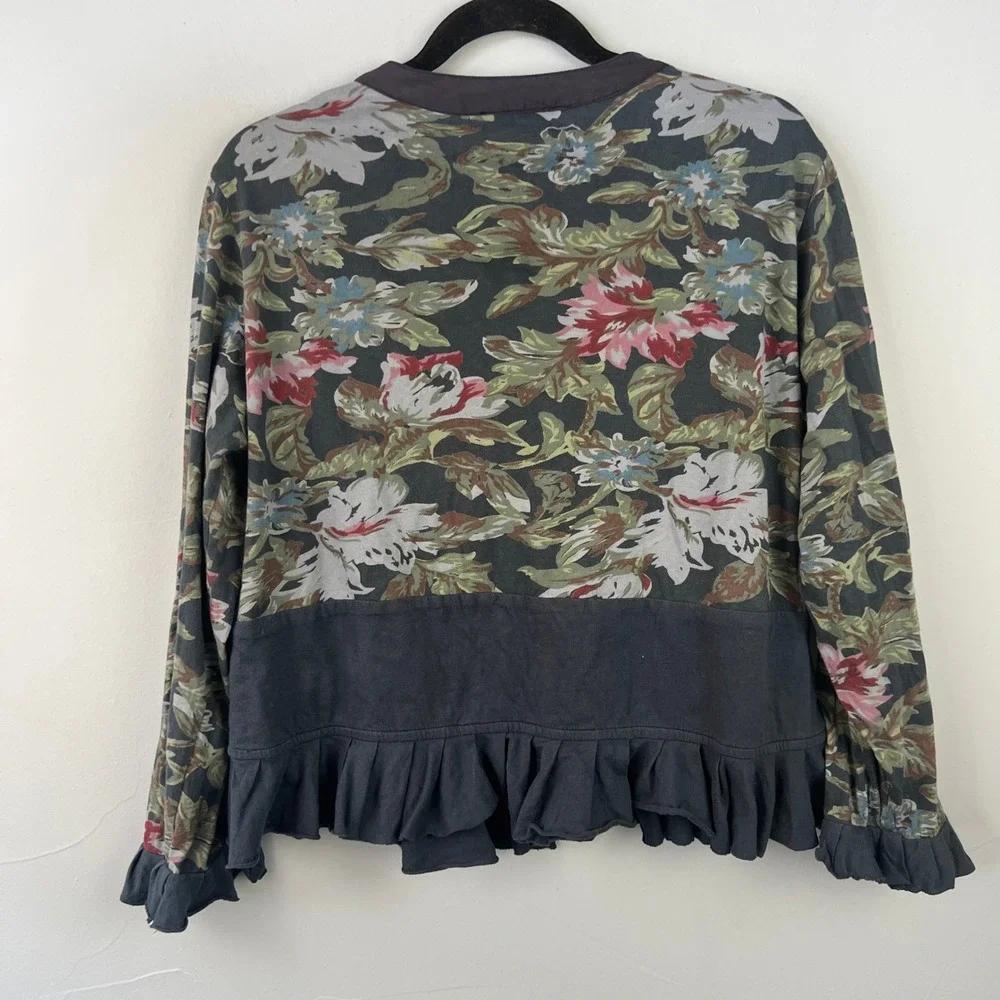 Little Journeys Chicago Dark Floral Cotton Long Sleeve Ruffle Top‎ Whimsigoth - Picture 6 of 6